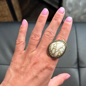 Elegant Gold and Cream Statement Ring